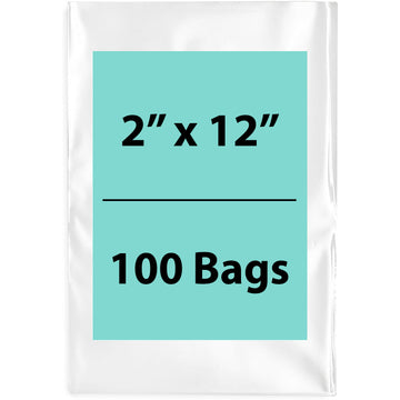 Clear poly bags flat 2"x12" 1.5 Mil 100 Bags